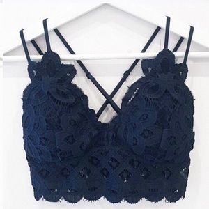 Navy anemone lace bralette lightly padded